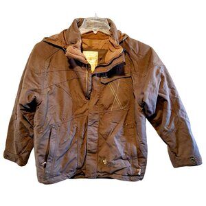 Obermeyer Brown Juniors Insulated Winter Ski Jacket With Hood Size 14 100% Nylon